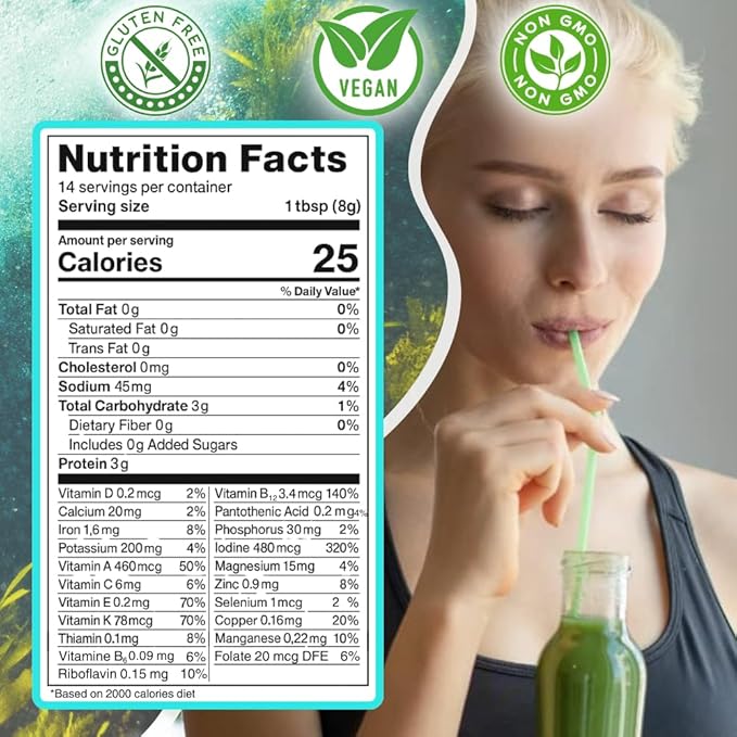 Ocean's Balance Daily Detox Smoothie Powder with Cilantro, Blueberry, Spirulina, Dulse Seaweed & Barley Grass Juice Powder — Easily Digested Smoothie Mix for Detox Cleanse (4 oz - 1 Pack)