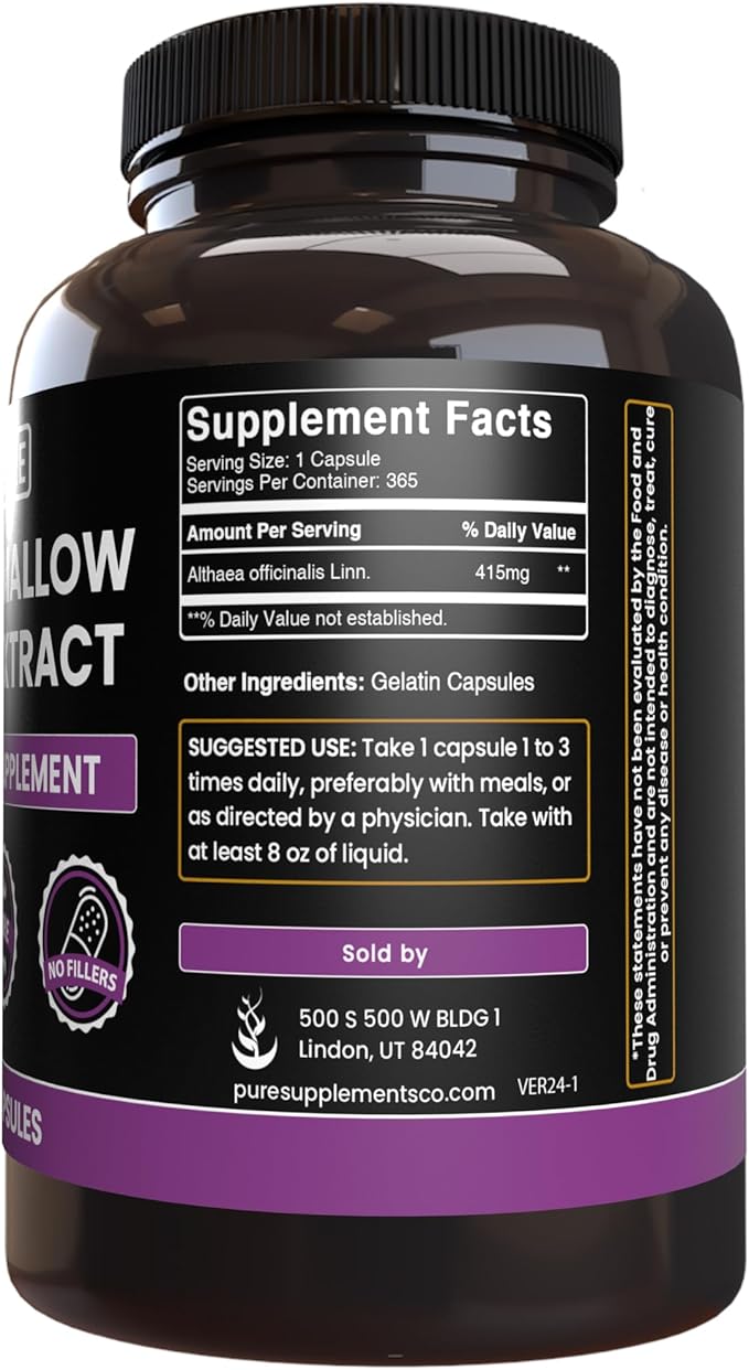 Pure Original Ingredients Marshmallow Root (365 Capsules) No Magnesium Or Rice Fillers, Always Pure, Lab Verified