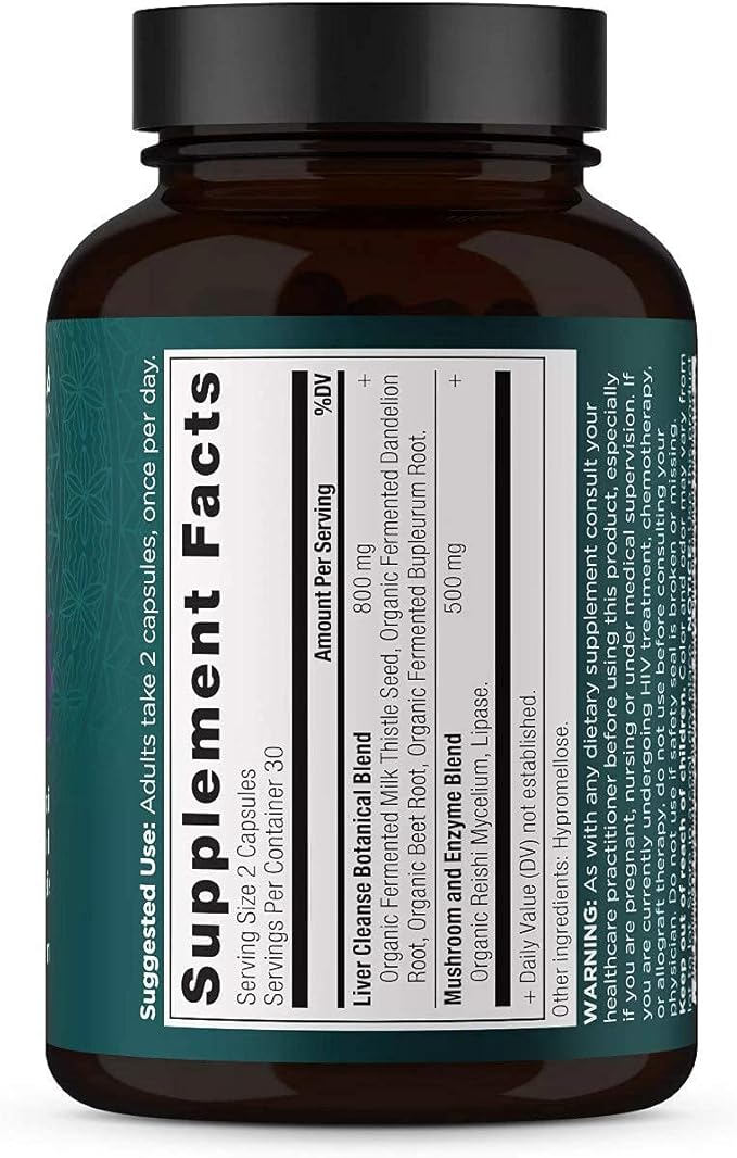 Liver Detox Supplement by Ancient Nutrition, Ancient Herbals Liver Cleanse with Milk Thistle, Dandelion Root & Reishi for Optimal Liver Support, 1300mg, Gluten Free, 60 Count-SeraviaPure