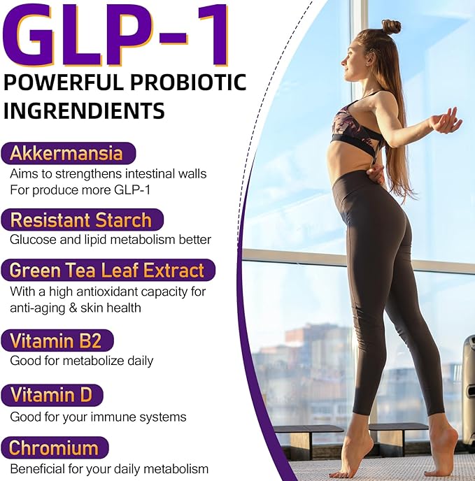 GLP-1 Supplement - 300 Billion AFU Akkermansia Muciniphila, Akkermansia Probiotic for Women & Men, for Boost GLP-1, Digestive, Gut, Immunity, Enhances Gut Lining Function & Intestinal Walls, 60 Count-SeraviaPure
