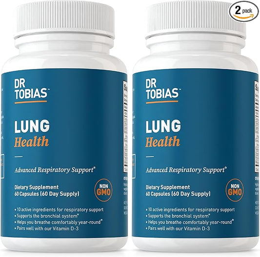 Dr. Tobias Lung Health, Lung Support Supplement with Vitamin C, Butterbur, Quercetin & Bromelain, Lung Cleanse & Detox Formula for Bronchial & Respiratory System, Non-GMO, 120 Capsules-SeraviaPure
