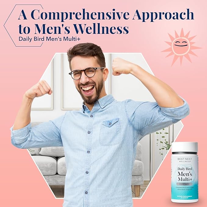 Best Nest Wellness Men's Multi Plus - Daily Multivitamin for Brain & Energy Health Support - Daily Multivitamin for Men - Probiotics & Digestive Enzyme Formula - 30 Caplets-SeraviaPure