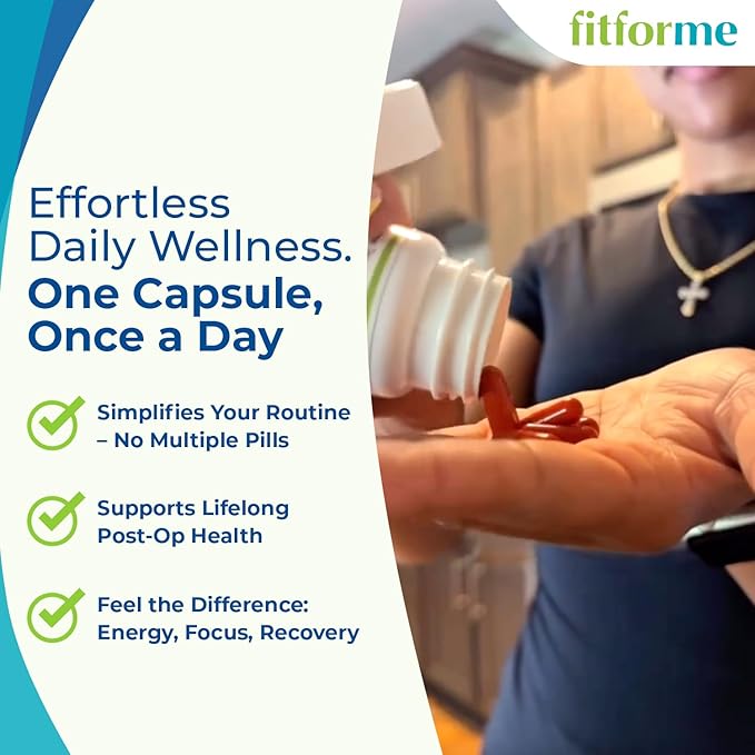 FitForMe One-a-Day Bariatric Multivitamin — After Weight-Loss Surgery (Gastric Sleeve) — Easy-to-Swallow WLS Optimum Capsules, 90 Count, 3-Month Supply