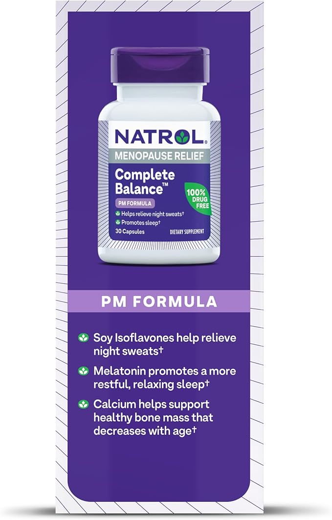 Natrol Complete Balance, Dietary Supplement for Menopause Relief, A.M./P.M. Menopause Relief for Women, 60 Capsules, Up to a 30 Day Supply-SeraviaPure