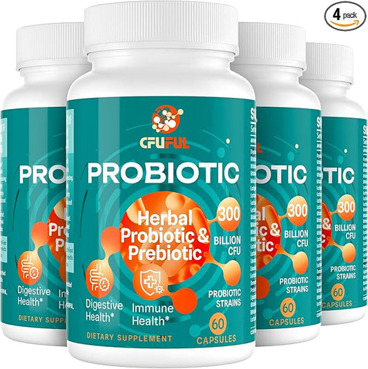 Probiotics for Women & Men - 300 Billion CFU, 24 Strains Probiotic + 15 Organic Herbs Prebiotics Blend, Daily Prebiotics and Probiotics for Digestive Health, Gut, Immune, Bloating - 2 Months Supply-SeraviaPure