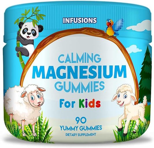 Infusions Calm Magnesium Gummies for Kids 90 Count - Healthy Muscle Bone Energy Support Soft and Delicious Vegan Friendly & Non-GMO-SeraviaPure