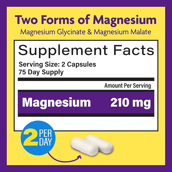 InnovixLabs Advanced Magnesium Capsules - 150 Ct, 210 mg - Chelated Magnesium Glycinate and Malate, High Absorption, Promotes Relaxation, Bones, Muscle Health, Vegan Magnesium Malate Sleep Supplement-SeraviaPure