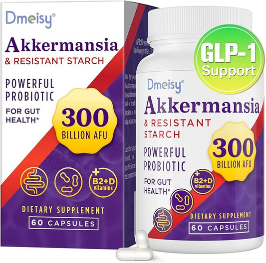 GLP-1 Supplement - 300 Billion AFU Akkermansia Muciniphila, Akkermansia Probiotic for Women & Men, for Boost GLP-1, Digestive, Gut, Immunity, Enhances Gut Lining Function & Intestinal Walls, 60 Count-SeraviaPure