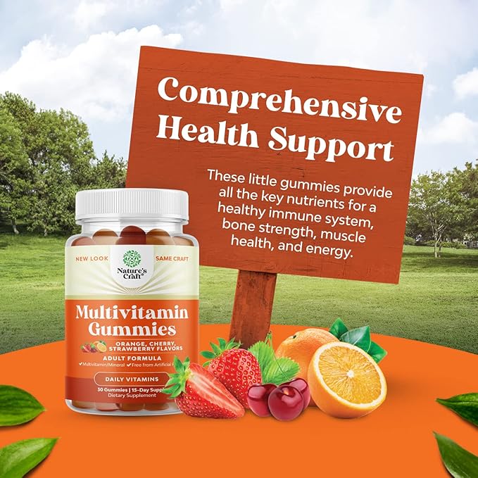 Potent Daily Multivitamin Gummies for Adults - Wellness Blend of Vitamin D A C E B12 Zinc and Biotin - Adult Vitamin Gummy for Energy and Immunity - Non-GMO Gluten Free and Halal Gummies 30 Count-SeraviaPure