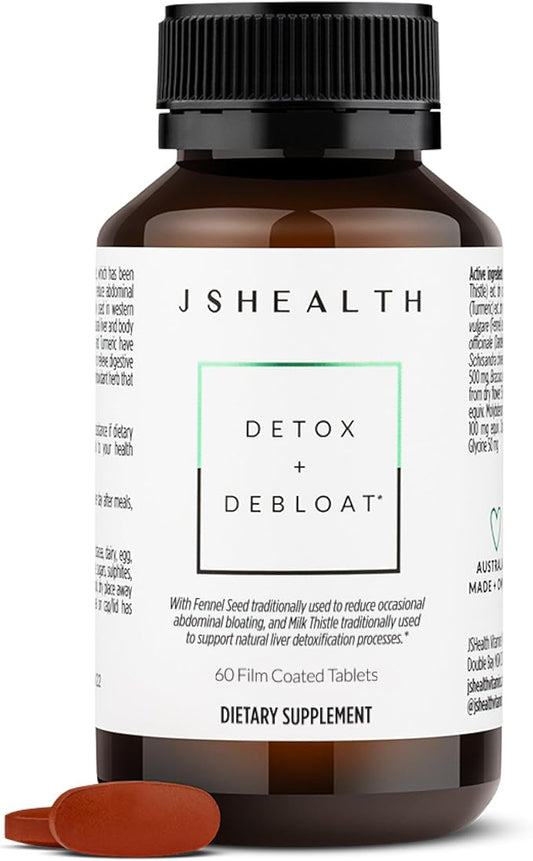 JSHealth Vitamins Detox and Debloat Liver Health Formula | Liver Detox Pills | Debloating Formula with Milk Thistle, Turmeric, Fennel | Liver Cleanse Supplement (60 Tablets)-SeraviaPure