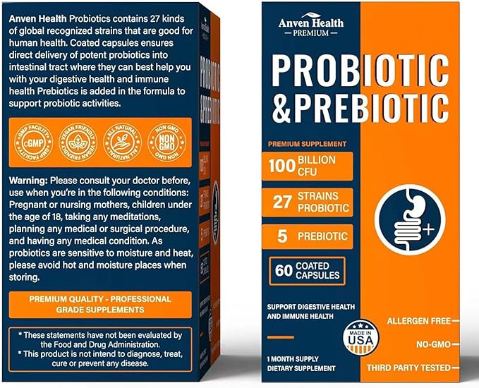 100 Billion Probiotics for Men and Women 27 Strains 5 Organic Prebiotics for Gut Digestive & Immune Health, Supports Diarrhea Gas Bloating, Non-GMO, Zero Fillers – Made in USA丨180 Caps-SeraviaPure