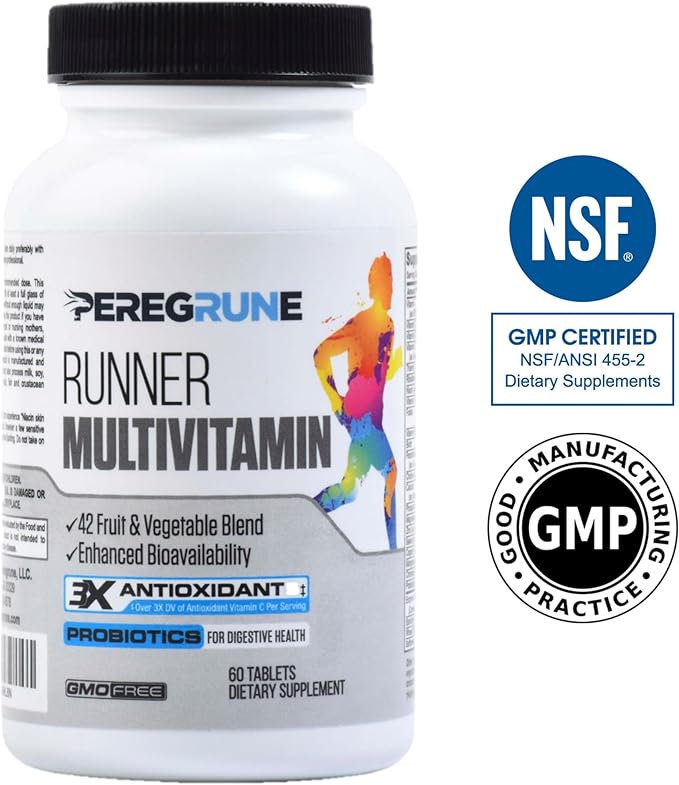 Runner Multivitamin – Engineered Vitamin with Antioxidants for Health/Running Recovery – Complete B Complex for Endurance, Energy – Probiotics, Whole Foods – Certified Running Supplements-SeraviaPure