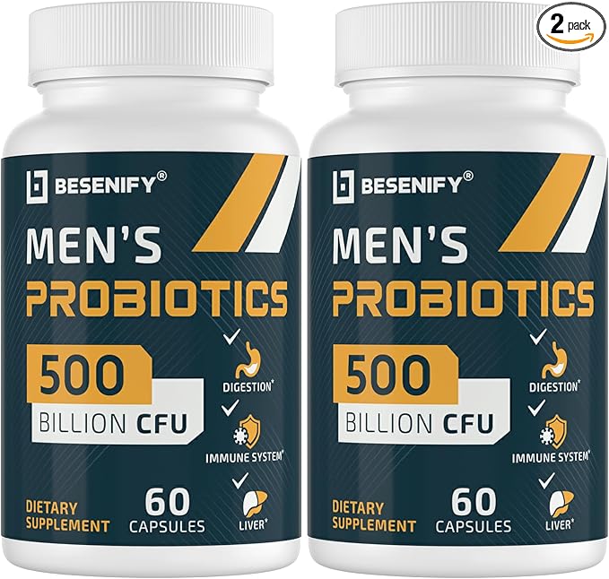 Probiotics for Men, 500 Billion CFUs & 12 Strains, Probiotics for Digestive Health, Men's Probiotic with Turmeric, Cranberry, Goji, for Overall Digestive, Immune Health, Gut & Bloating, 60-Days Supply-SeraviaPure