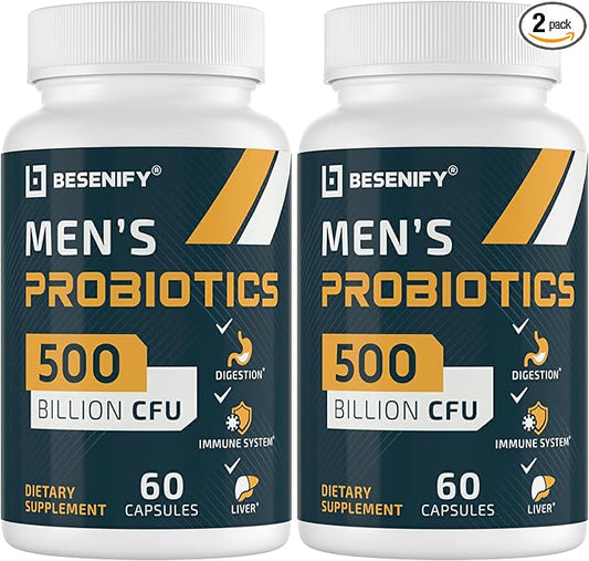 Probiotics for Men, 500 Billion CFUs & 12 Strains, Probiotics for Digestive Health, Men's Probiotic with Turmeric, Cranberry, Goji, for Overall Digestive, Immune Health, Gut & Bloating, 60-Days Supply-SeraviaPure