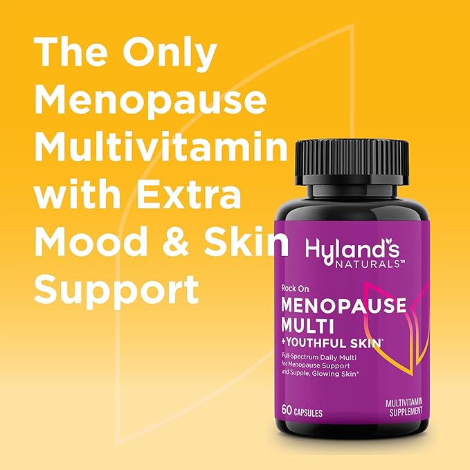 Hyland's Rock On Menopause + Youthful Skin Care Multivitamin for Women with Immune Support - 60 Capsules - Menopause Relief for Women with Biotin, Collagen, and Red Clover (Pack of 2)-SeraviaPure