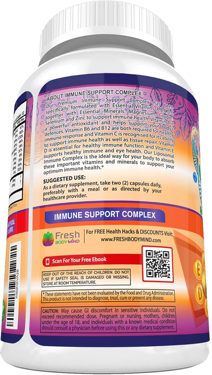 Immune Support Multivitamin for Men and Women with Vitamins A, B, C, D, E, B6, B12 - Zinc, Magnesium and Copper with Liposomal Complex for Enhanced Absorption - Daily Antioxidant Boost - 90 Vegan Caps-SeraviaPure