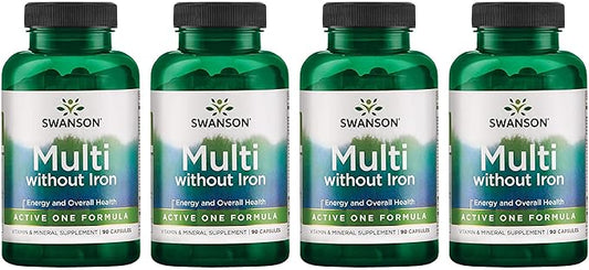 Swanson Active One Multivitamin Without Iron 90 Capsules (4 Pack)-SeraviaPure