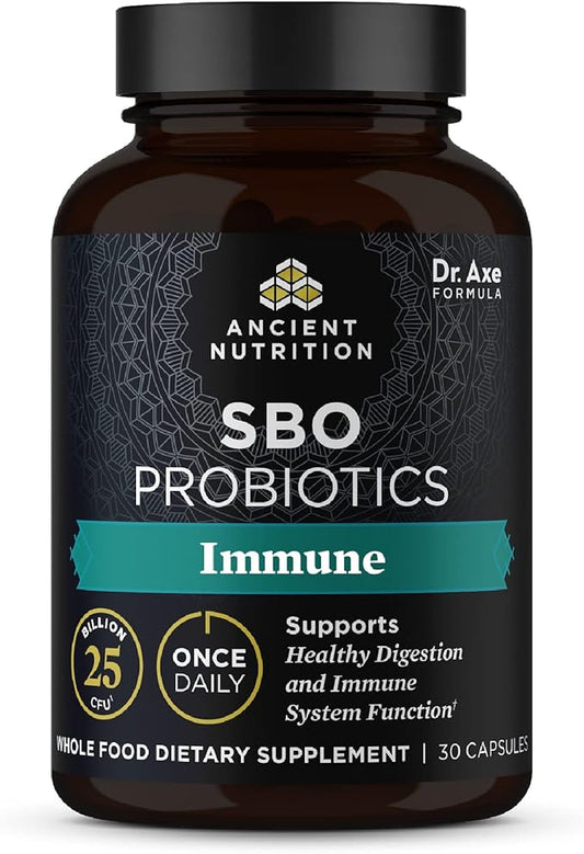 Probiotics for Immune Support by Ancient Nutrition, SBO Once Daily Probiotics with Vitamin C and Vitamin D, 30Ct for Healthy Digestion and Immune System Function Support, 25 Billion CFUs*-SeraviaPure