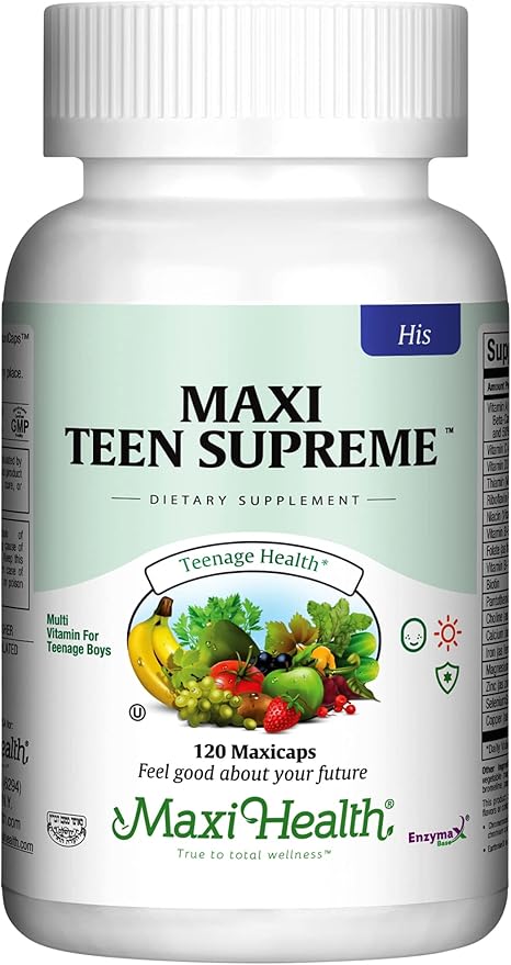 Maxi Health Teen Supreme HIS Vitamins for Teen Boys (120) - Teen Multivitamin for Young Men Ages 12 17 - Daily Teen Vitamins for Nutrition, Energy, Immune Support, Antioxidants & Teen Boy Needs-SeraviaPure