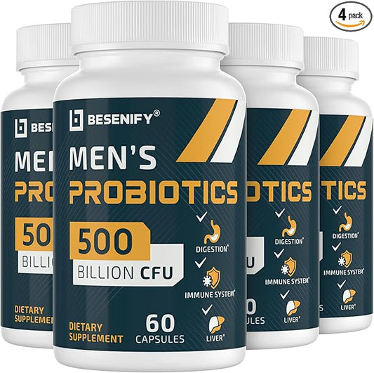 Probiotics for Men, 500 Billion CFUs & 12 Strains, Probiotics for Digestive Health, Men's Probiotic with Turmeric, Cranberry, Goji, for Overall Digestive, Immune Health, Gut & Bloating, 120 Day Supply-SeraviaPure