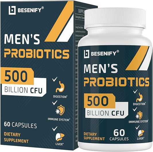 Probiotics for Men, 500 Billion CFUs & 12 Strains, Probiotics for Digestive Health, Men's Probiotic with Turmeric, Cranberry, Goji, for Overall Digestive, Immune Health, Gut & Bloating, 30-Days Supply-SeraviaPure