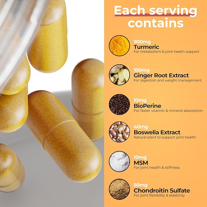 Inflame Shield | Turmeric Supplement for Inflammation Support with Ginger, Bioperine, & Bromelain | Advanced Formula for Joint Support | 60 Capsules for Men and Women-SeraviaPure