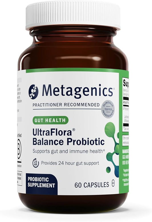 Metagenics UltraFlora Balance Probiotic - Shelf-Stable Daily Gut Health Supplement for Digestive & Immune Support* - Non-GMO & Gluten-Free - 60 Capsules