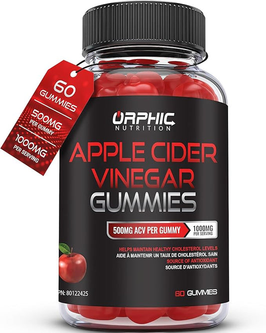 Apple Cider Vinegar Gummies - 1000mg - Formulated to Support Normal Energy Levels & Gut Health - Supports Digestion, Detox & Cleansing - ACV Gummies W/VIT B12, Beetroot (60 Gummies)-SeraviaPure