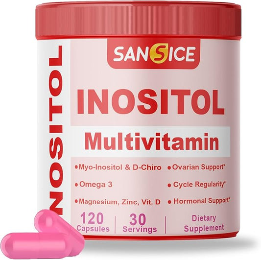 Inositol Multivitamin Capsules, 2000mg Myo-Inositol & 50mg D-Chiro Inositol 40:1 Blend, Inositol Supplement with Omega 3 for Women (120 Capsules)-SeraviaPure