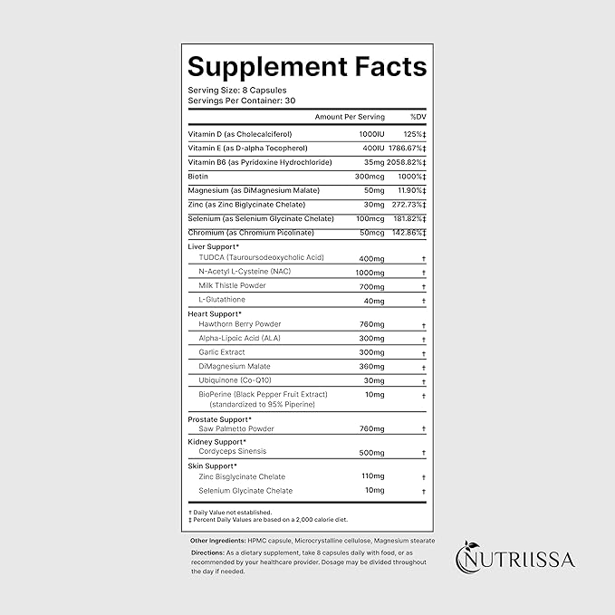 Nutriissa Cycle Support - Premium Kidney & Liver Detox - Organ Defense for Bodybuilders & Weightlifters - EPEB Certified for Purity & Potency - 400mg TUDCA & 1000mg NAC - Vegan, 240 Capsules-SeraviaPure
