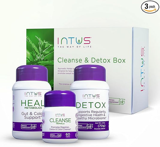 Intus Clean and Detox Box - Ayurvedic Detox Program to Promote Gut and Colon Cleanse, and Support Digestion and a Healthy Microbiome - Digestive Health Dietary Supplement for Overall Well-Being