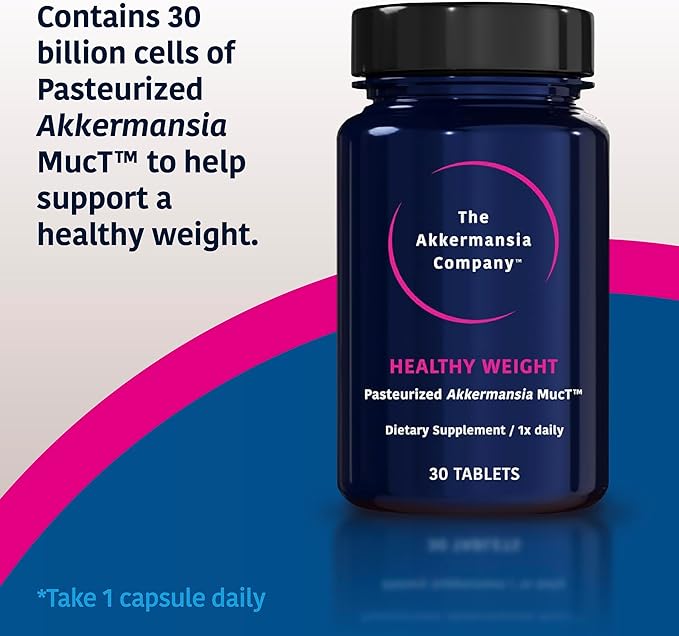 Akkermansia Company Healthy Weight - Akkermansia Probiotic, Akkermansia Muciniphila, GLP-1, Metabolic Vitamins, GLP-1 Supplement for Gut Health, Chromium, Green Tea Leaf - 30 Tablets (Pack of 1)-SeraviaPure