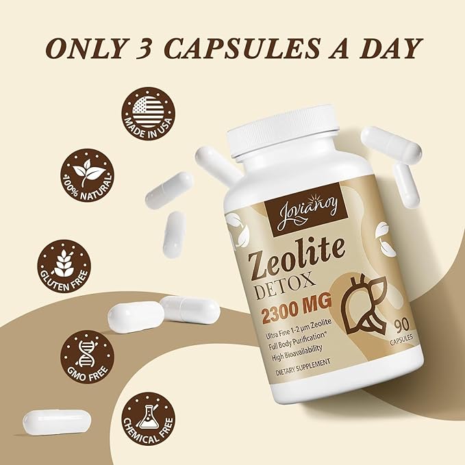 Zeolite Detox Capsules, Organic Activated Charcoal, Bentonite Clay, 1-2 µm Clinoptilolite, Maximum Absorption, Gut Liver Detox Cleanse Full Body for Women Men, 540 Capsules