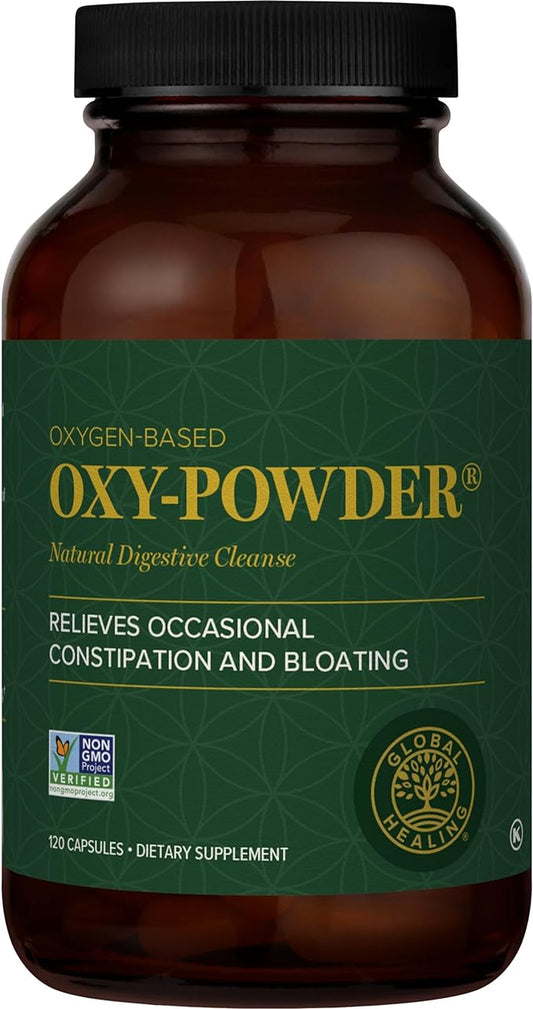 Global Healing Center Oxy-Powder Oxygen Based Safe and Natural Colon Cleanser and Relief from Occasional Constipation (120 Capsules)(Packaging may vary)-SeraviaPure