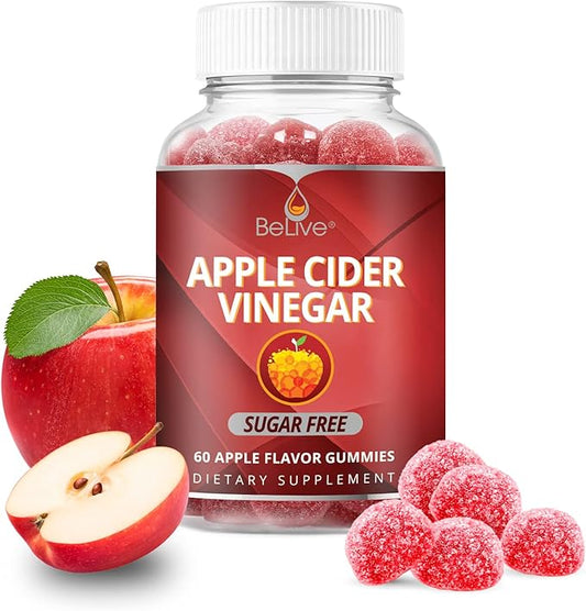 BeLive Apple Cider Vinegar Gummies - ACV Gummies Without Sugar I Detox & Cleanse Digestive Health I Alternative to Capsules, Vegan, Keto Friendly, Non-GMO, Gluten Free | 60 Ct-SeraviaPure