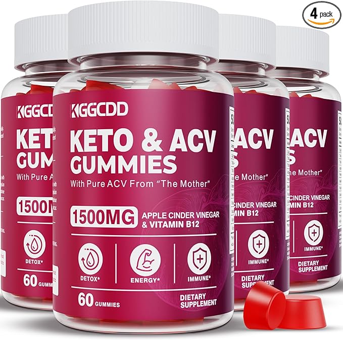 (4 Pack) Keto ACV Gummies Extreme 1500MG Keto Gummies Apple Cider Vinegar Formulated with Pomegranate Beet Juice Powder B12 Vegan Non GMO 240 Gummys-SeraviaPure