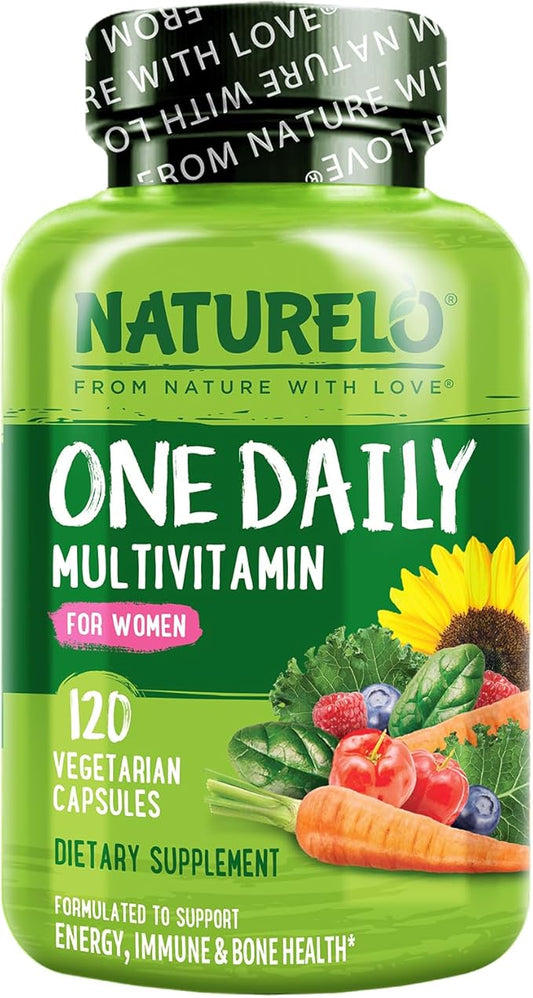 NATURELO One Daily Multivitamin for Women - Energy Support - Whole Food Supplement to Nourish Hair, Skin, Nails - Non-GMO - No Soy - Gluten Free - 120 Capsules - 4 Month Supply-SeraviaPure