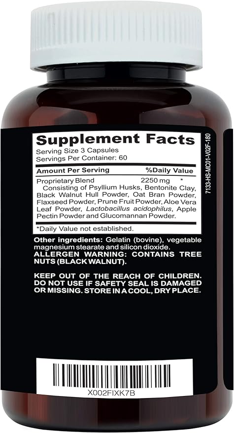Clinical Daily Regular Cleanse Plus Natural Probiotic - Colon Cleanse & Gut Detox Supplement - Assists with Energy and Constipation Relief - Herbal Dietary Fiber Psyllium Husk Capsules - 180 Count-SeraviaPure