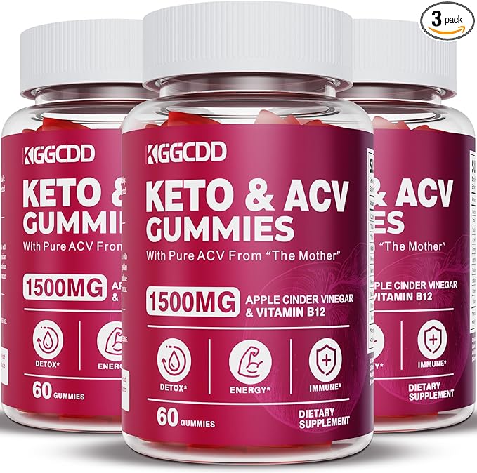 (3 Pack) Keto ACV Gummies Extreme 1500MG Keto Gummies Apple Cider Vinegar Formulated with Pomegranate Beet Juice Powder B12 Vegan Non GMO 180 Gummys-SeraviaPure