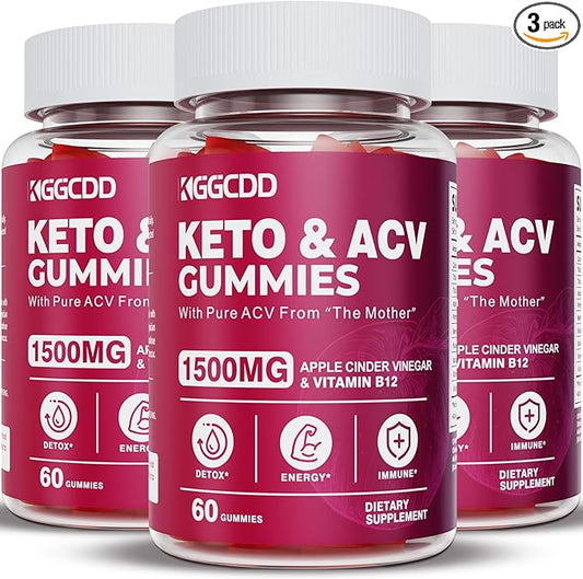 (3 Pack) Keto ACV Gummies Extreme 1500MG Keto Gummies Apple Cider Vinegar Formulated with Pomegranate Beet Juice Powder B12 Vegan Non GMO 180 Gummys-SeraviaPure