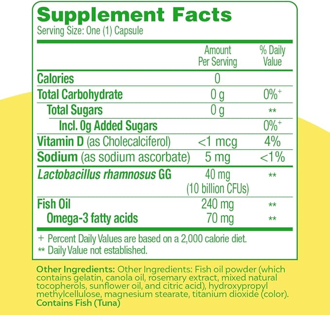 Culturelle 3-in-1 Complete Probiotic Daily Formula, Once Per Day Probiotic Supplement, Helps Your Digestive System Work Better, Supports Natural Immune Defenses, Plus Omega 3's, Non-GMO, 30 Count-SeraviaPure