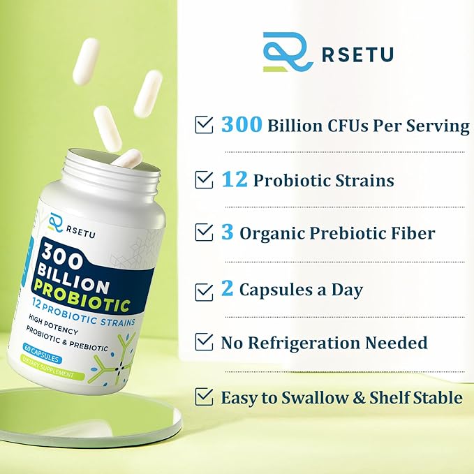 Probiotics for Women Men: 300 Billion CFU Probiotic High Potency + 12 Strains Organic Probiotics with Prebiotics, Daily Probiotic Supplement for Digestive, Gut, Immune and Bloating Health, 60 Capsules-SeraviaPure