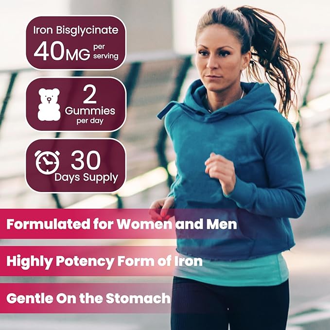 (2 Pack) Iron Gummies Supplement for Women & Men, Iron Supplements for Anemia with Vitamin C, B12, Folate-Blood Builder & Energy Support for Iron Deficiency - Grape Flavor, Vegan, 120 Gummies-SeraviaPure