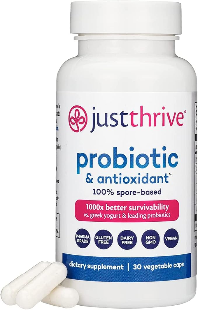 Just Thrive Probiotic & Antioxidant Supplement - 100% Spore-Based Digestive and Immune Support - Gluten Free, 30 Caps-SeraviaPure