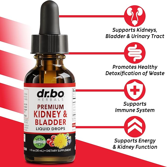 Kidney Support Supplement Bladder Health - Organic Kidney Bladder Supplements Drops Juniper Berry Cleavers Dandelion - Renal Kidney Cleanse Detox Urinary Tract Herbal Bladder Support Flush Kidneys 1oz-SeraviaPure