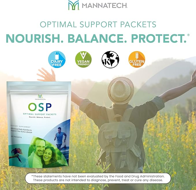Mannatech More Than Just a Multivitamin, Optimal Support Packets Amazing Self-Care Benefits of OSP Daily Vitamins, w/Ashwagandha Capsules, Immune Support and Antioxidant Supplement - 60 Packets-SeraviaPure