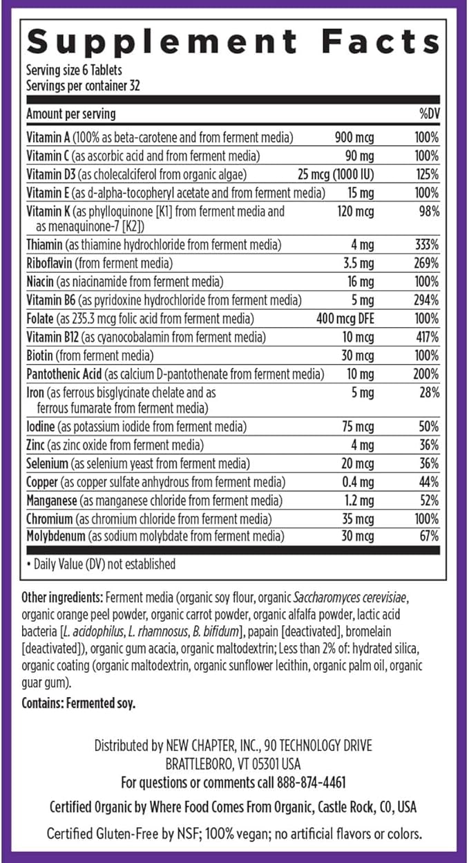 New Chapter Tiny Tabs Multivitamin with 20+ Nutrients for Immune, Cellular Energy & Stress Support, Including Vitamin D3 + B Vitamins, 192 Count-SeraviaPure