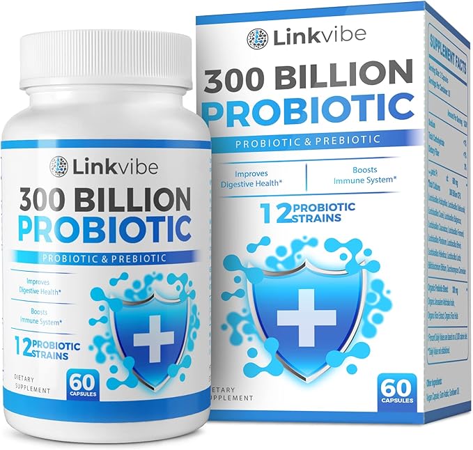 Probiotic 300 Billion CFU - 12 Strains Probiotics with Organic Prebiotics for Digestive & Gut, Immune, Bloating Health - Probiotics for Women and Men - Daily Probiotics Supplement - 60 Counts-SeraviaPure