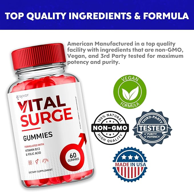 (2 Pack) Vital Surge Gummies, Vital Vita Surge Maximum Strength 1000MG Advanced Supplement Gummies, VitalSurge Mens Detox Supplement, Vitasurge Gomitas with Delicious Natural Ingredients (120 Gummies)-SeraviaPure