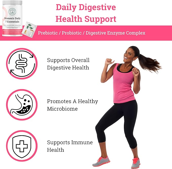 Daily 7 Essentials Women's Vitamin Pack -7 Pack Complete Women's Multivitamin Packet with Energy, Metabolism, Immune System, Women's Health Support with Probiotics, More-SeraviaPure